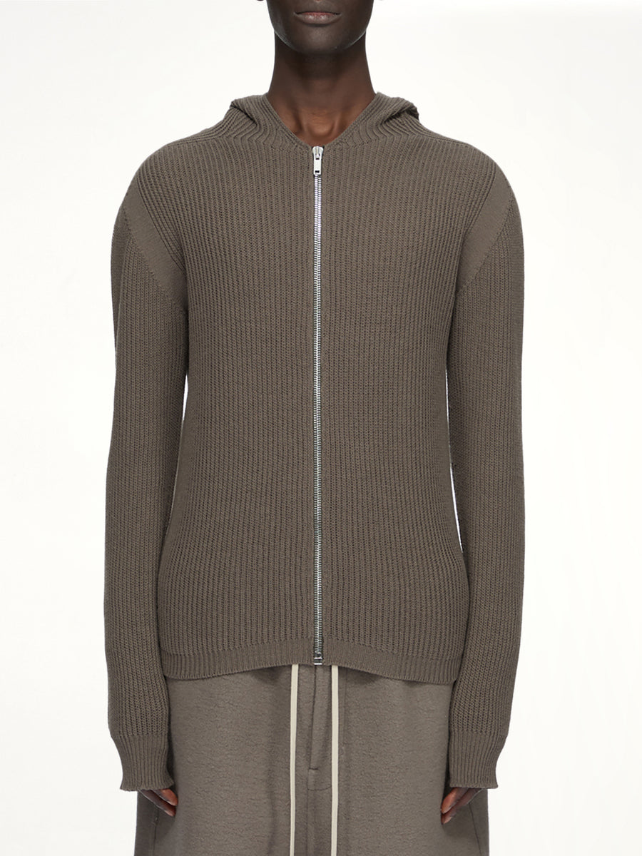 Heavy Wool Zipped Hoodie in Dark Dust