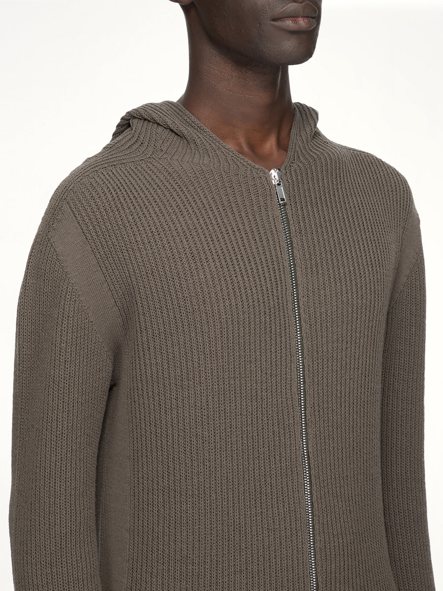 Heavy Wool Zipped Hoodie in Dark Dust