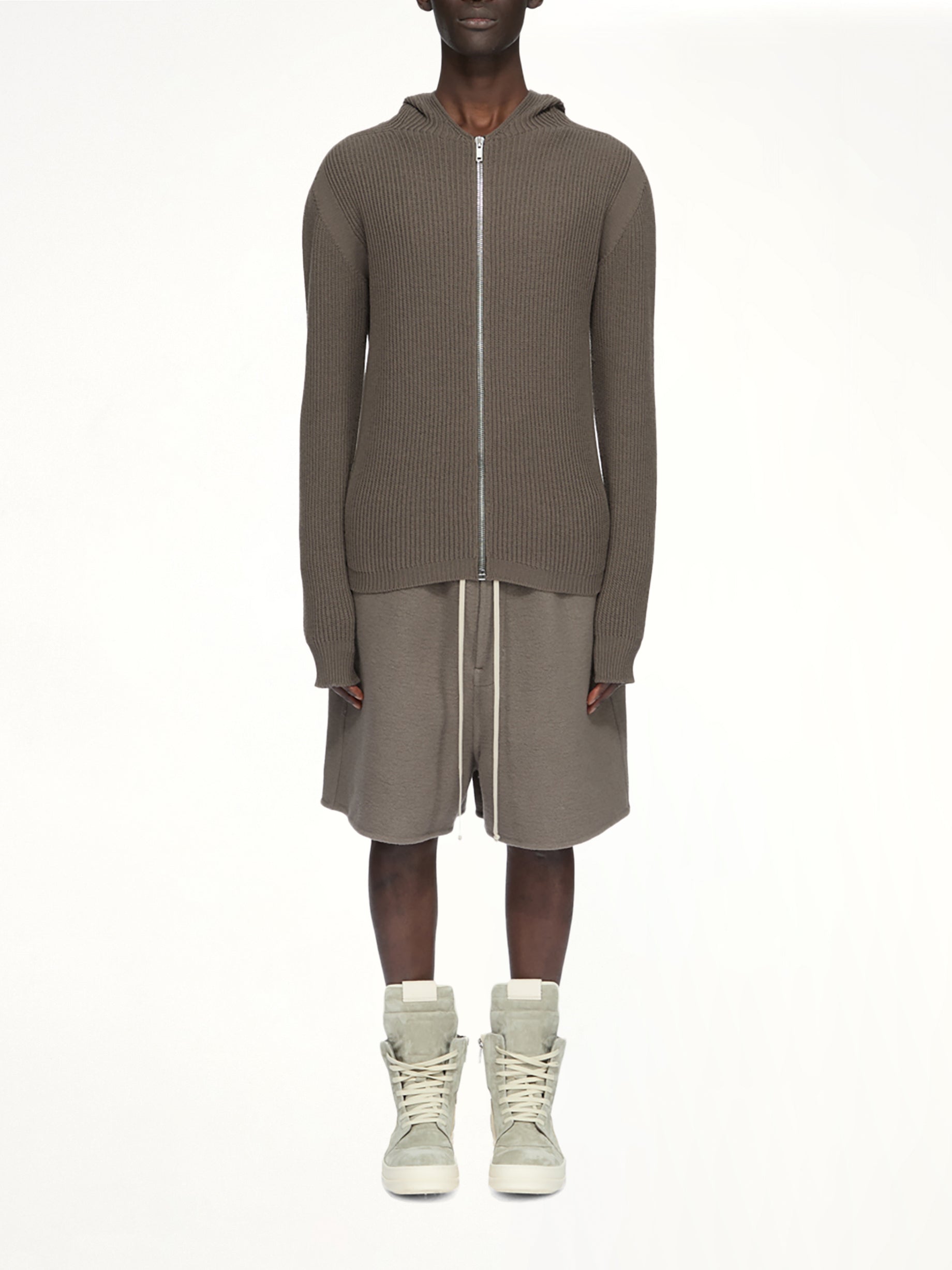 Heavy Wool Zipped Hoodie in Dark Dust