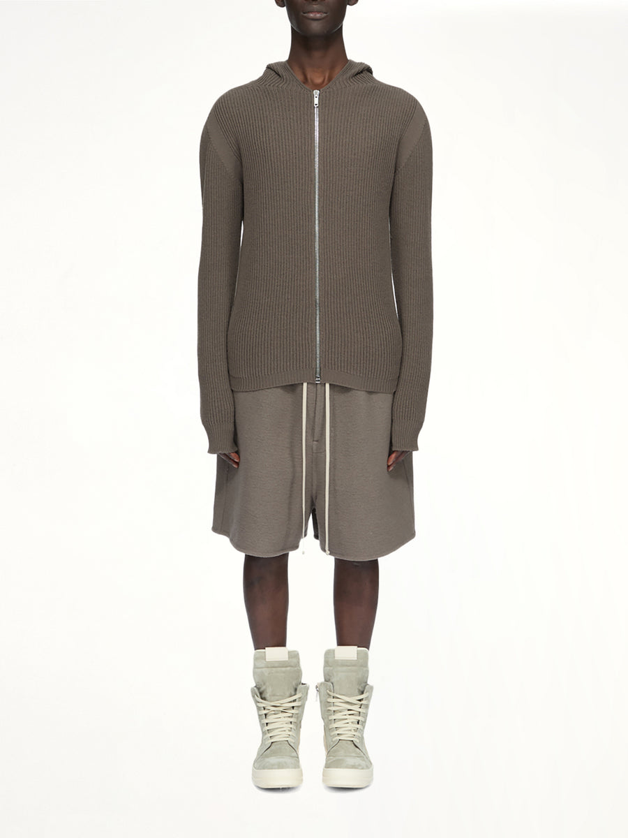 Heavy Wool Zipped Hoodie in Dark Dust