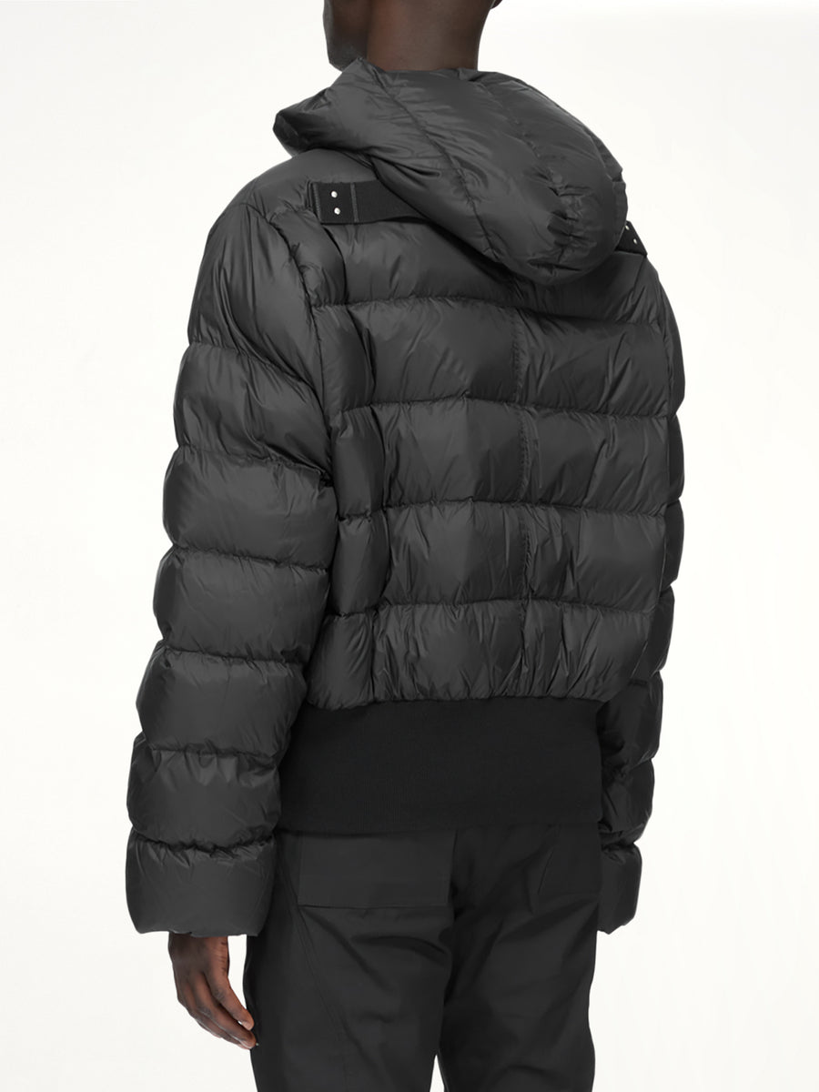 Nylon Duvet Hooded Jacket in Black