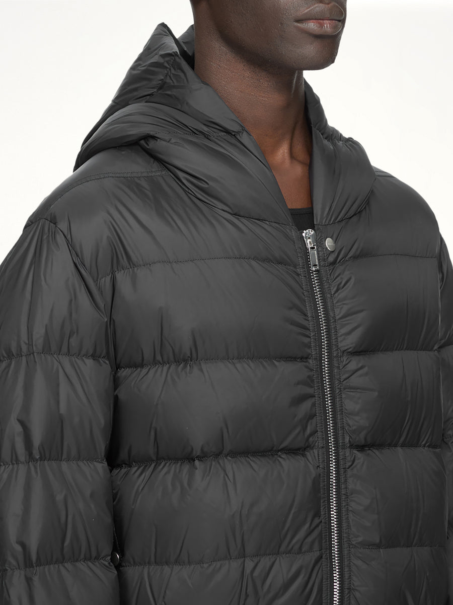 Nylon Duvet Hooded Jacket in Black