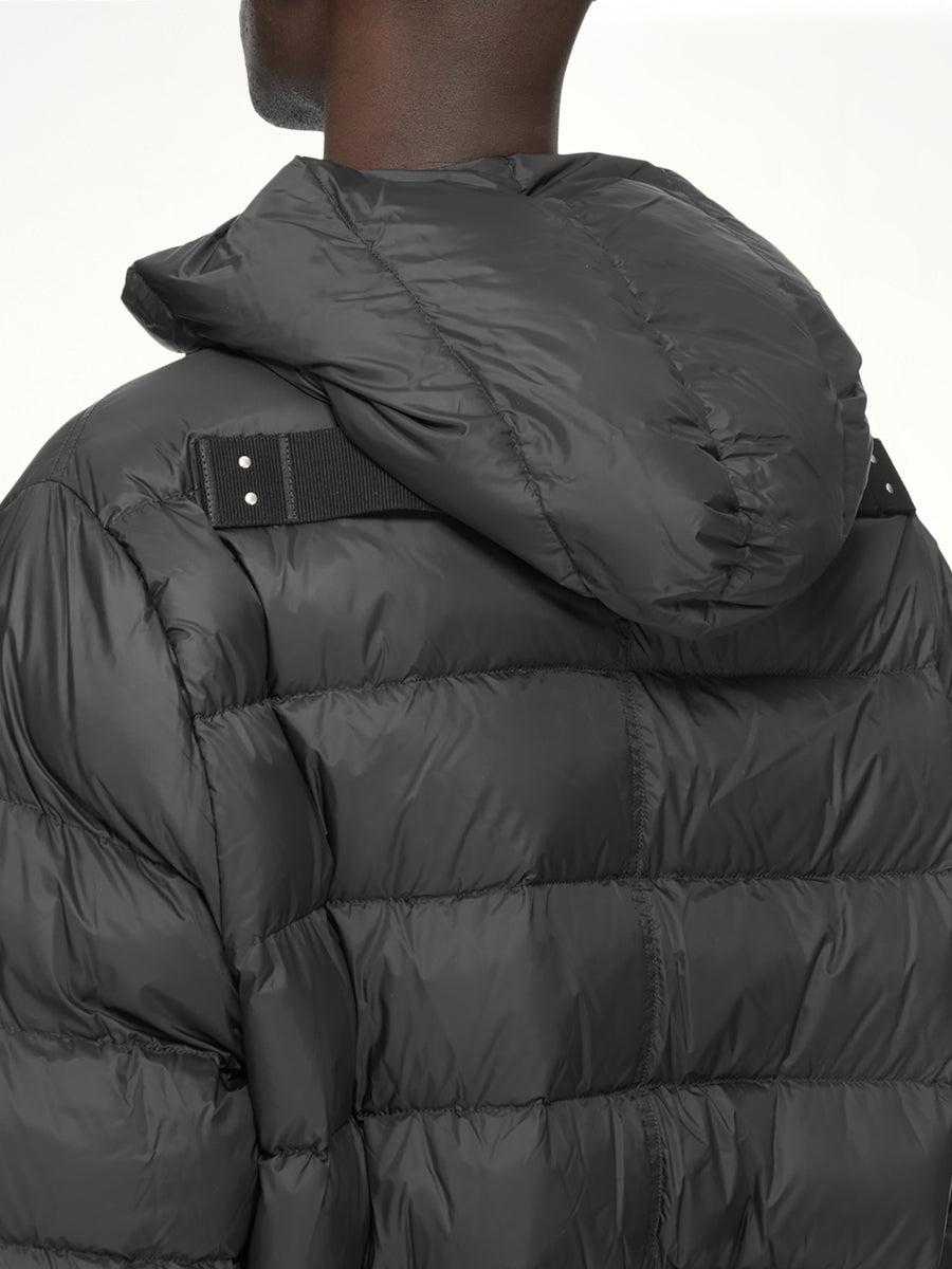 Nylon Duvet Hooded Jacket in Black