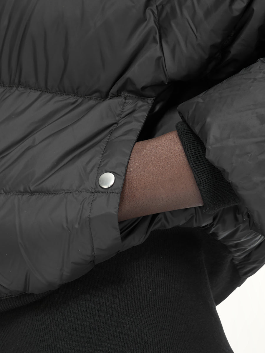 Nylon Duvet Hooded Jacket in Black