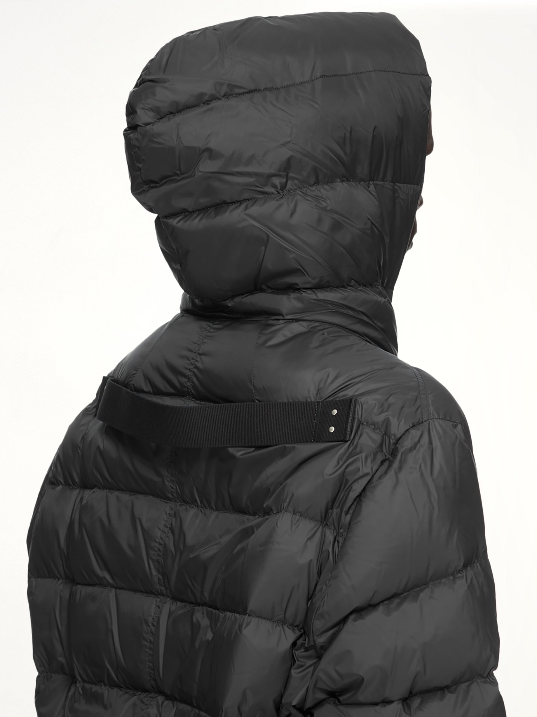 Nylon Duvet Hooded Jacket in Black