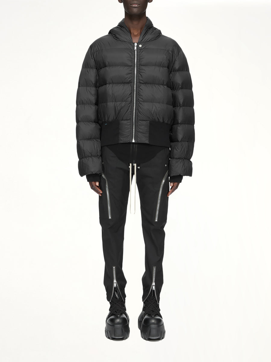 Nylon Duvet Hooded Jacket in Black
