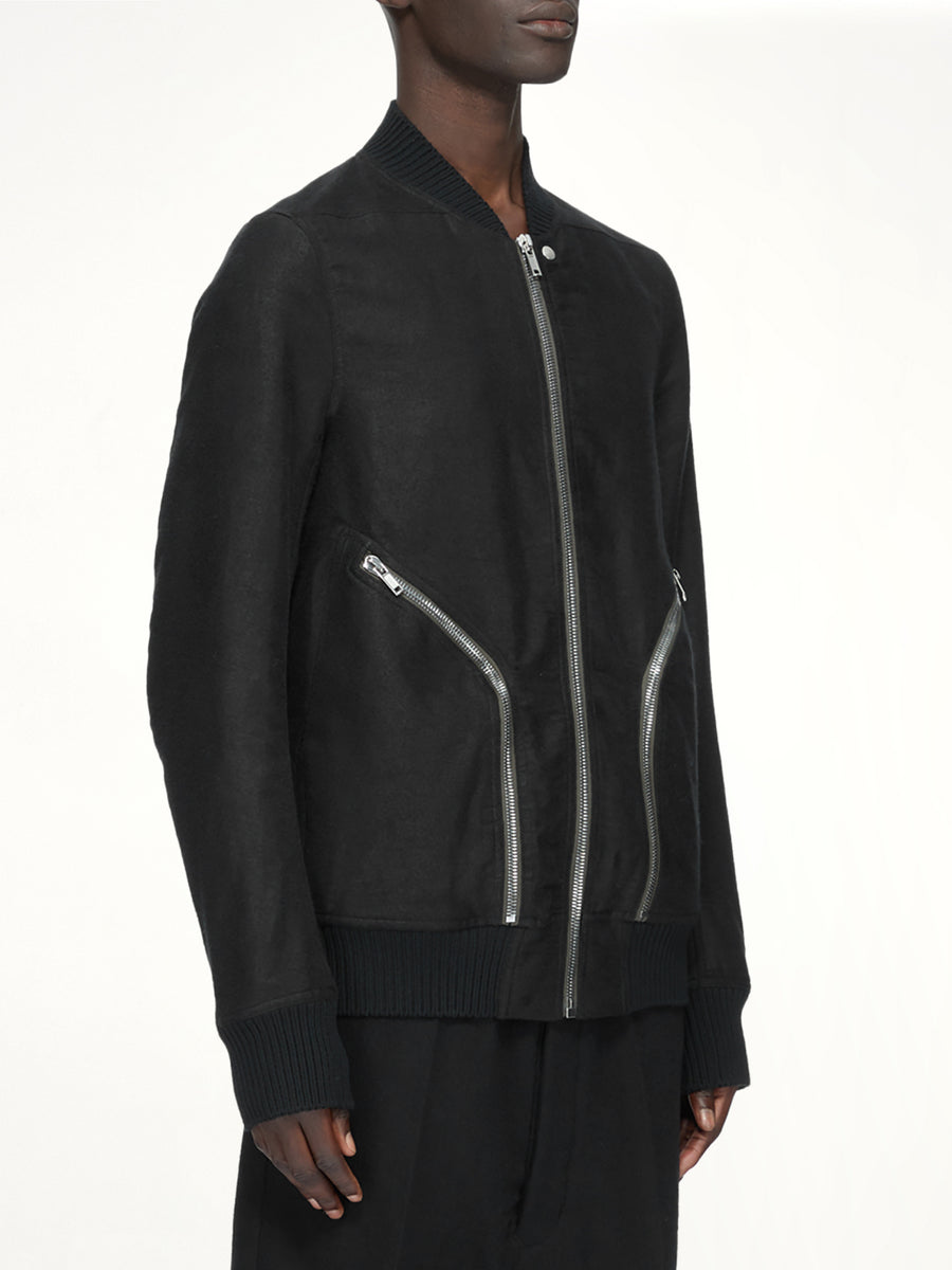 Moleskin Heizer Flight Jacket in Black