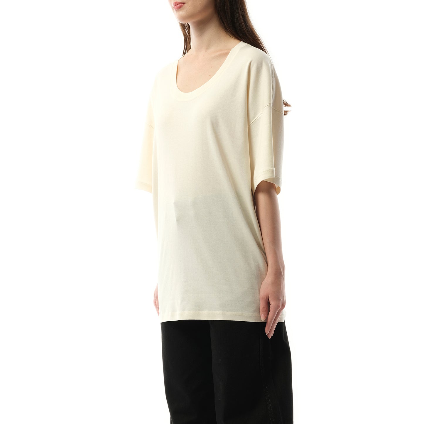 Rib T-Shirt in Light Cream