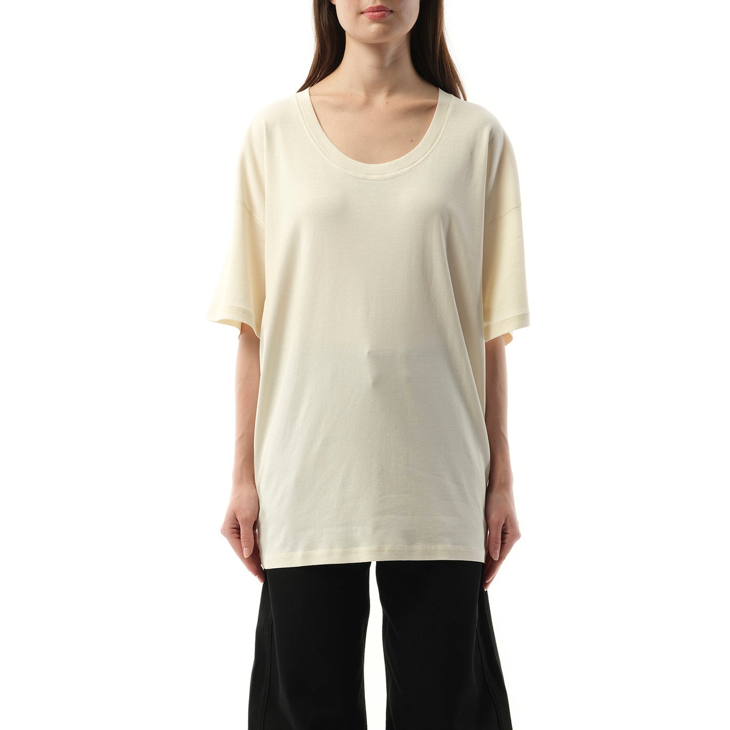 Rib T-Shirt in Light Cream