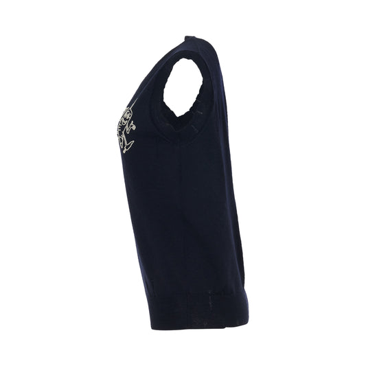 Sleeveless Knit Top in Navy