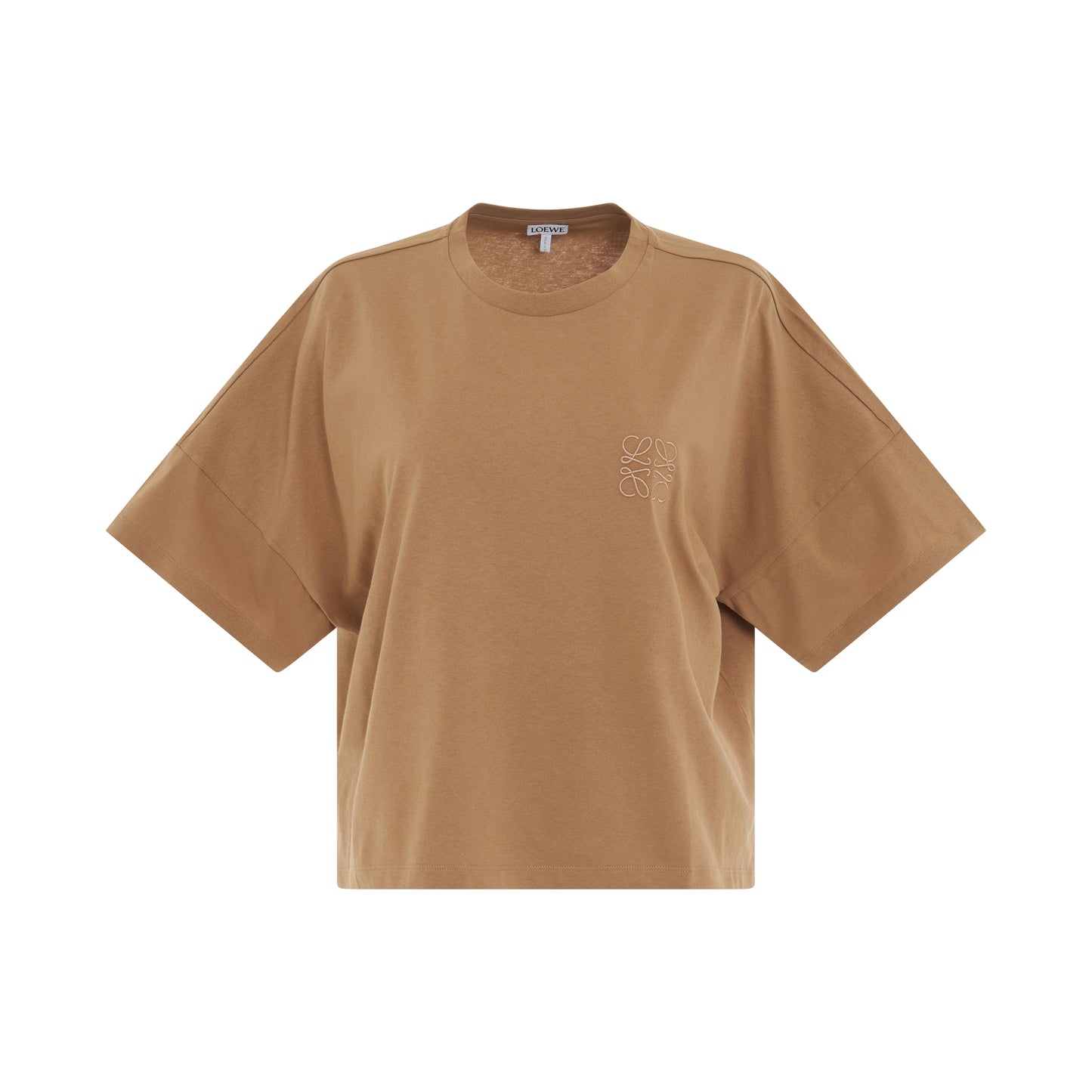 Short Oversize Anagram T-Shirt in Dark Camel