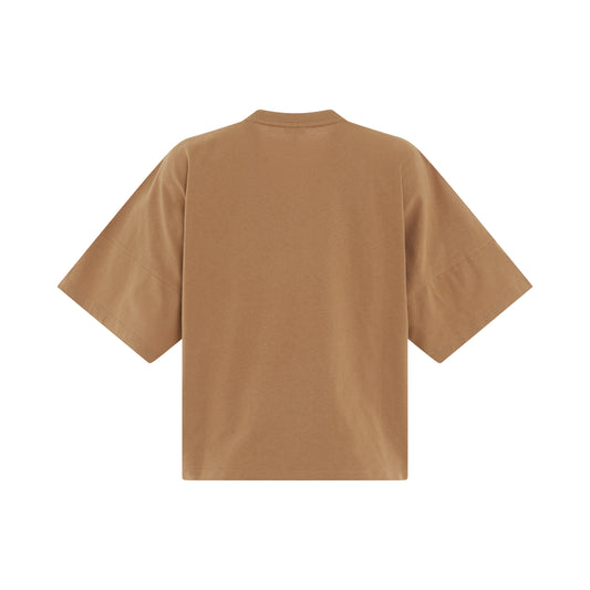 Short Oversize Anagram T-Shirt in Dark Camel