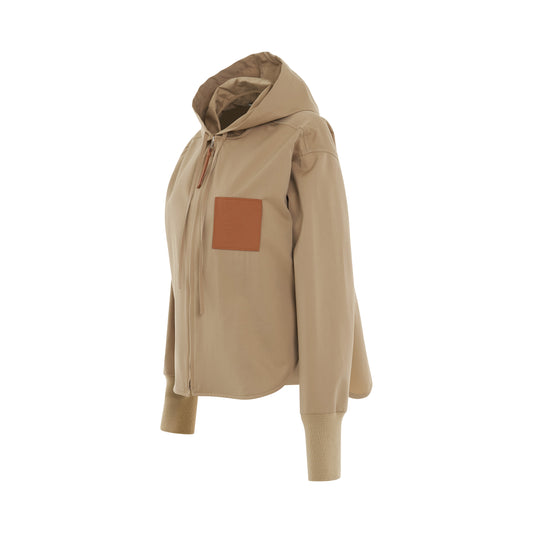 Hooded Zip Jacket in Beige