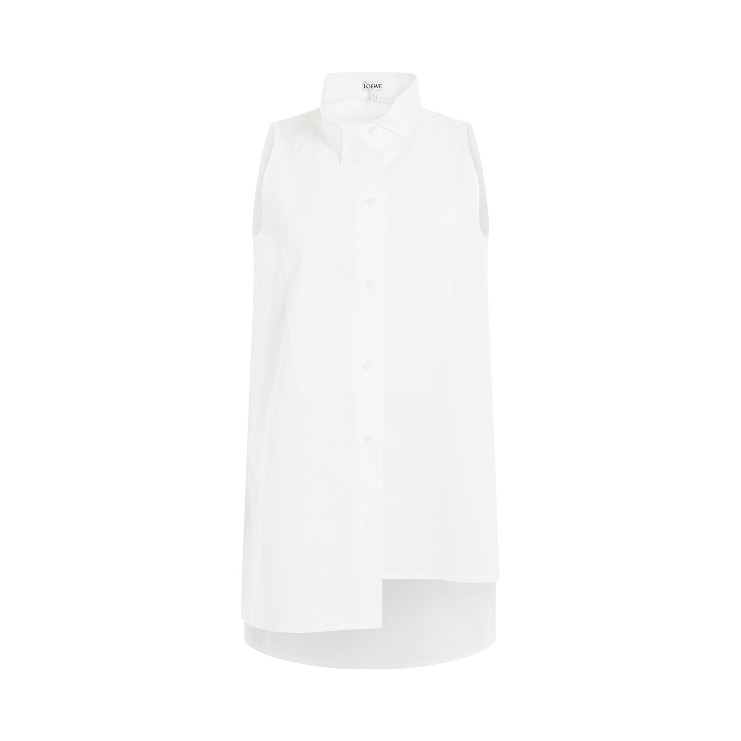 Sleeveless Asymmetric Shirt in White