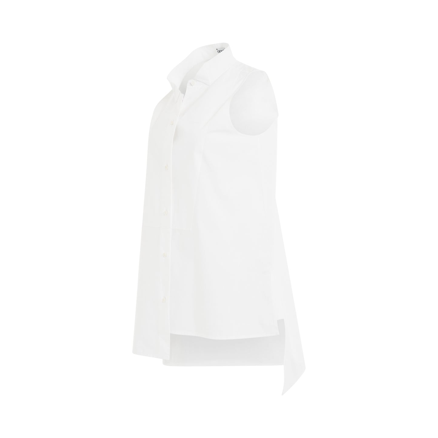 Sleeveless Asymmetric Shirt in White