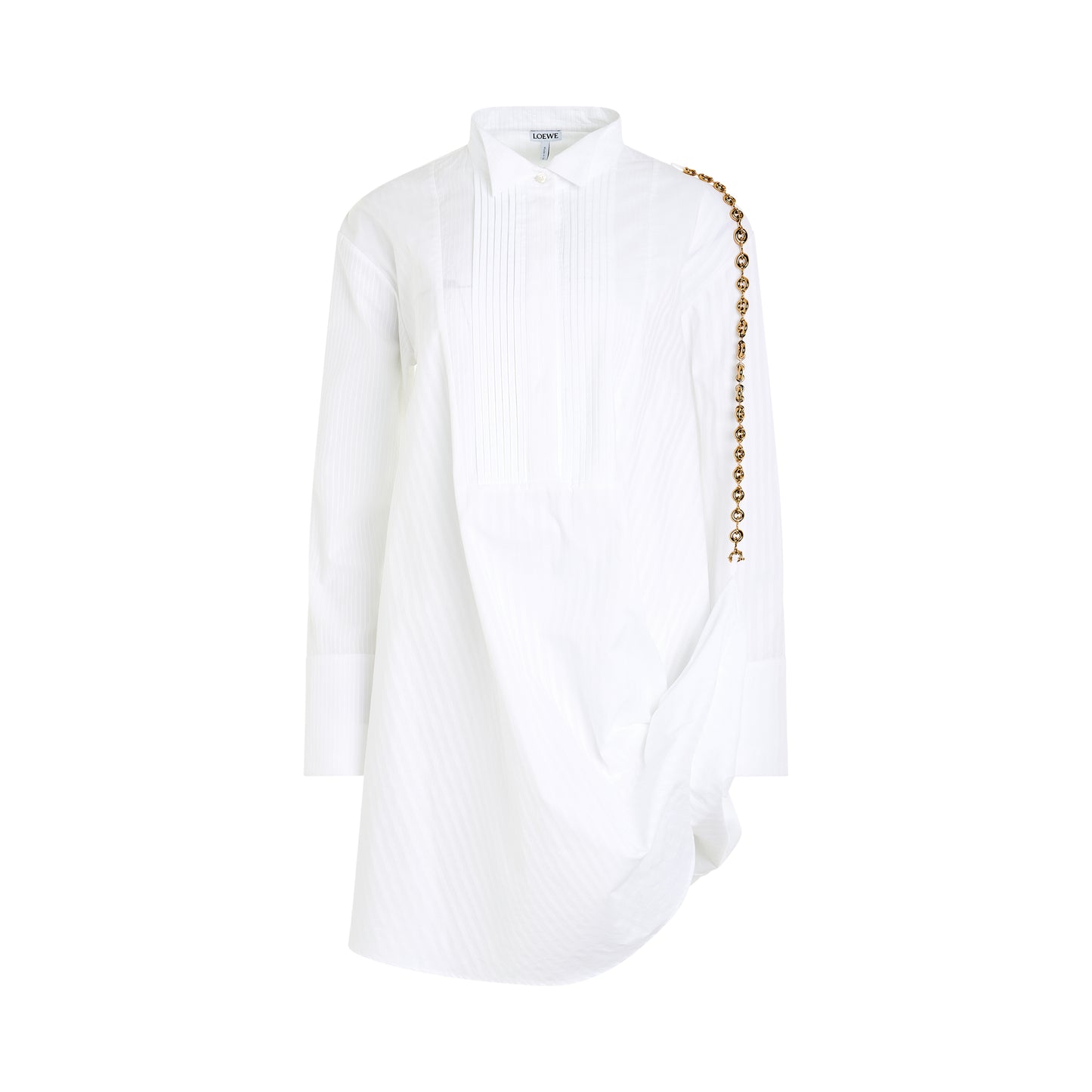 Chain Shirt Dress in Optic White