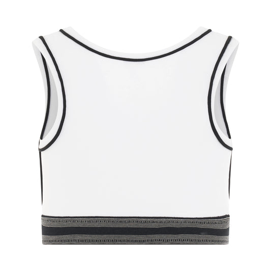 Logo Cropped Tank Top in White