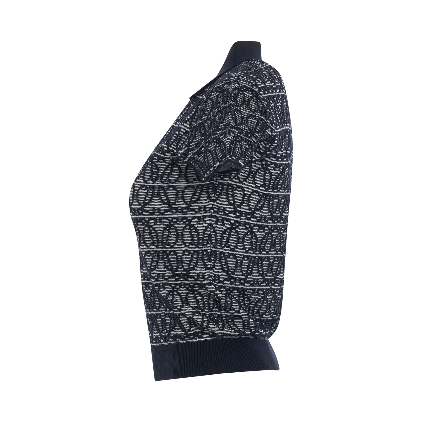 Anagram Jacquard Polo Sweater in Navy/White