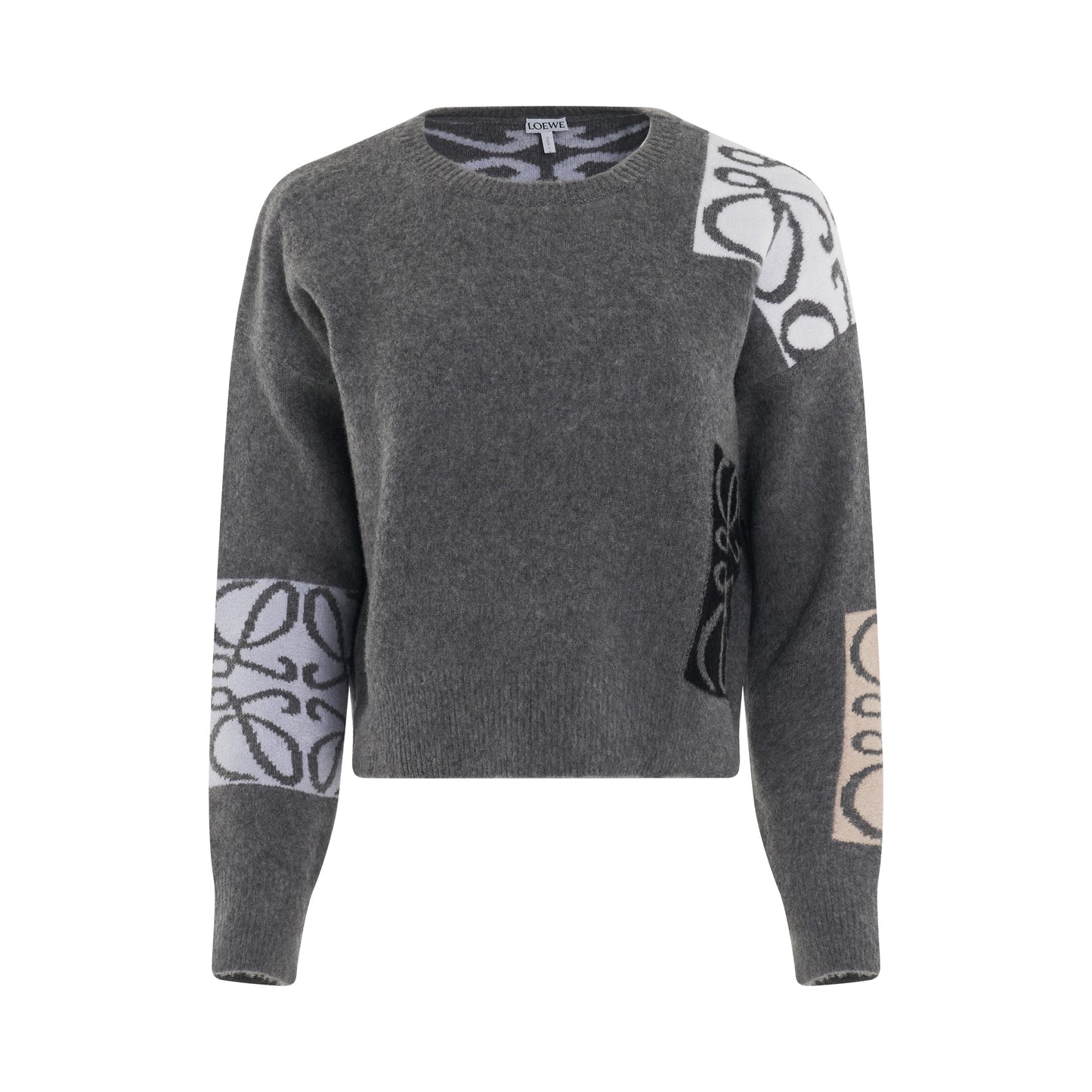 Anagram Intarsia Sweater in Grey