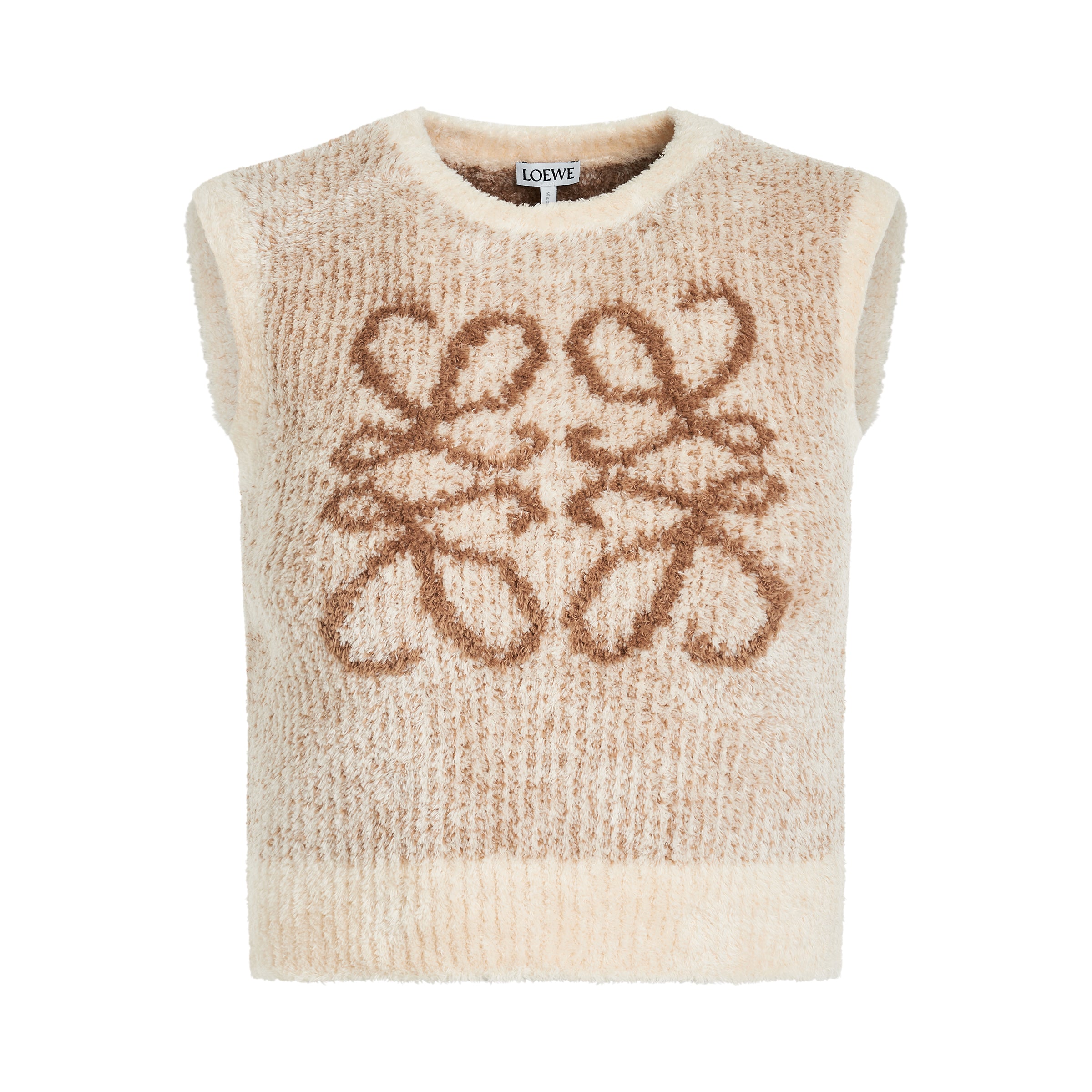 Anagram Knit Vest in Ecru/Camel