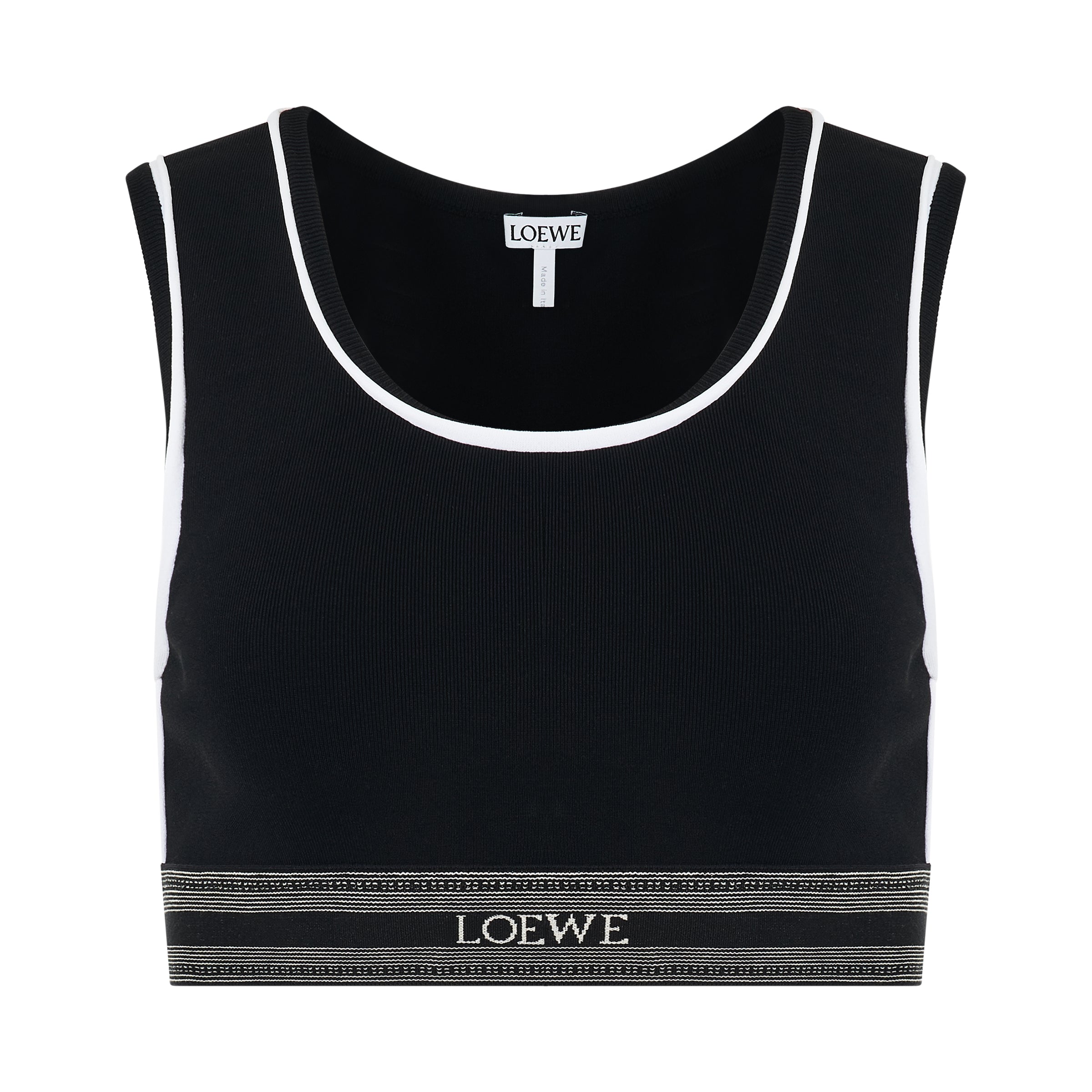 Cropped Logo Tank Top in Black