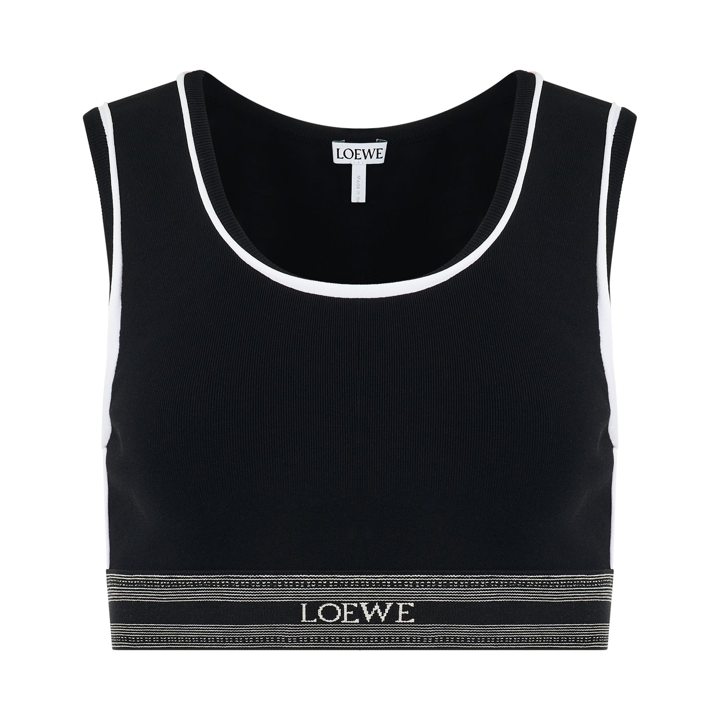 Cropped Logo Tank Top in Black