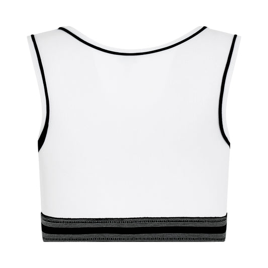 Cropped Logo Tank Top in White