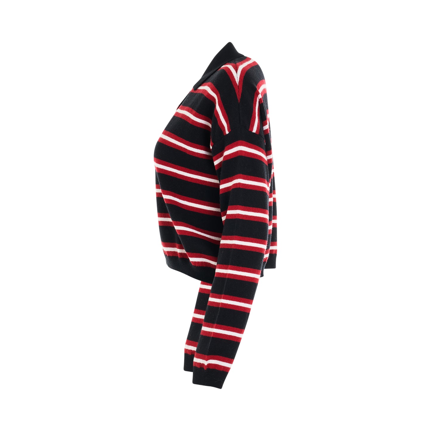 Stripe Polo Sweater in Black