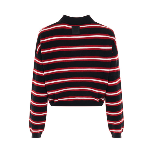 Stripe Polo Sweater in Black