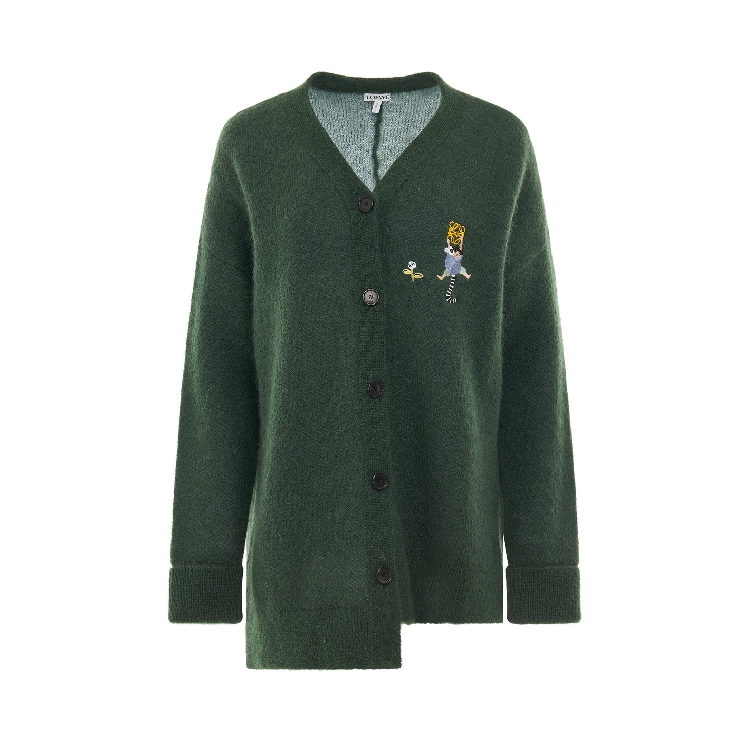 Suna Fujita Mandrake Asymmetric Cardigan in Dark Green