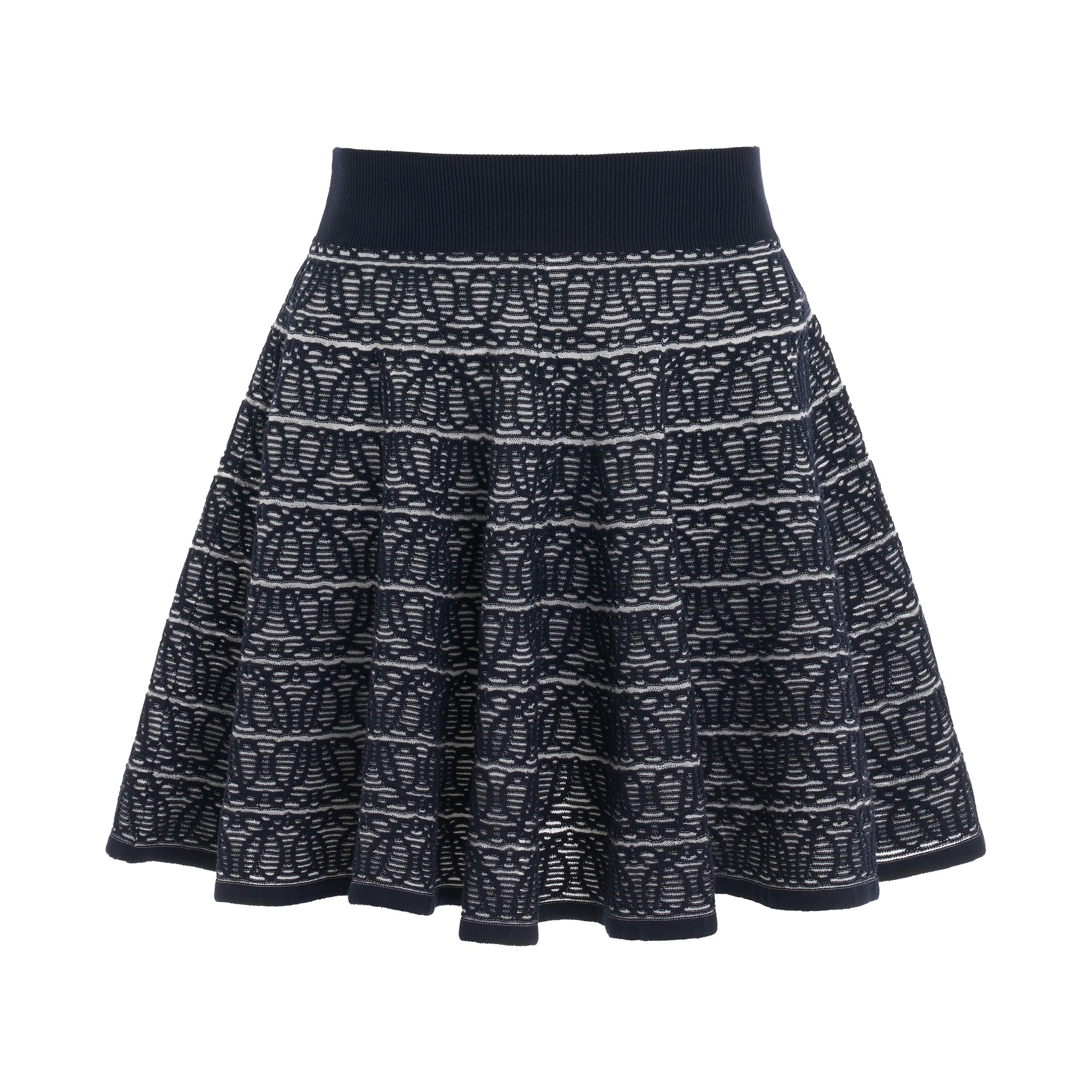 Anagram Jacquard Mini Skirt in Navy/White