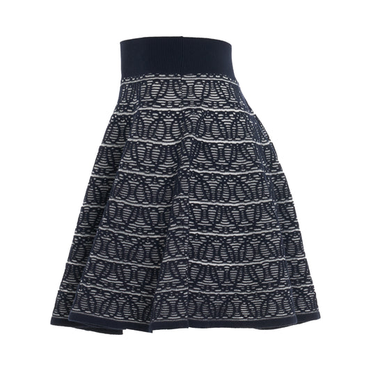 Anagram Jacquard Mini Skirt in Navy/White