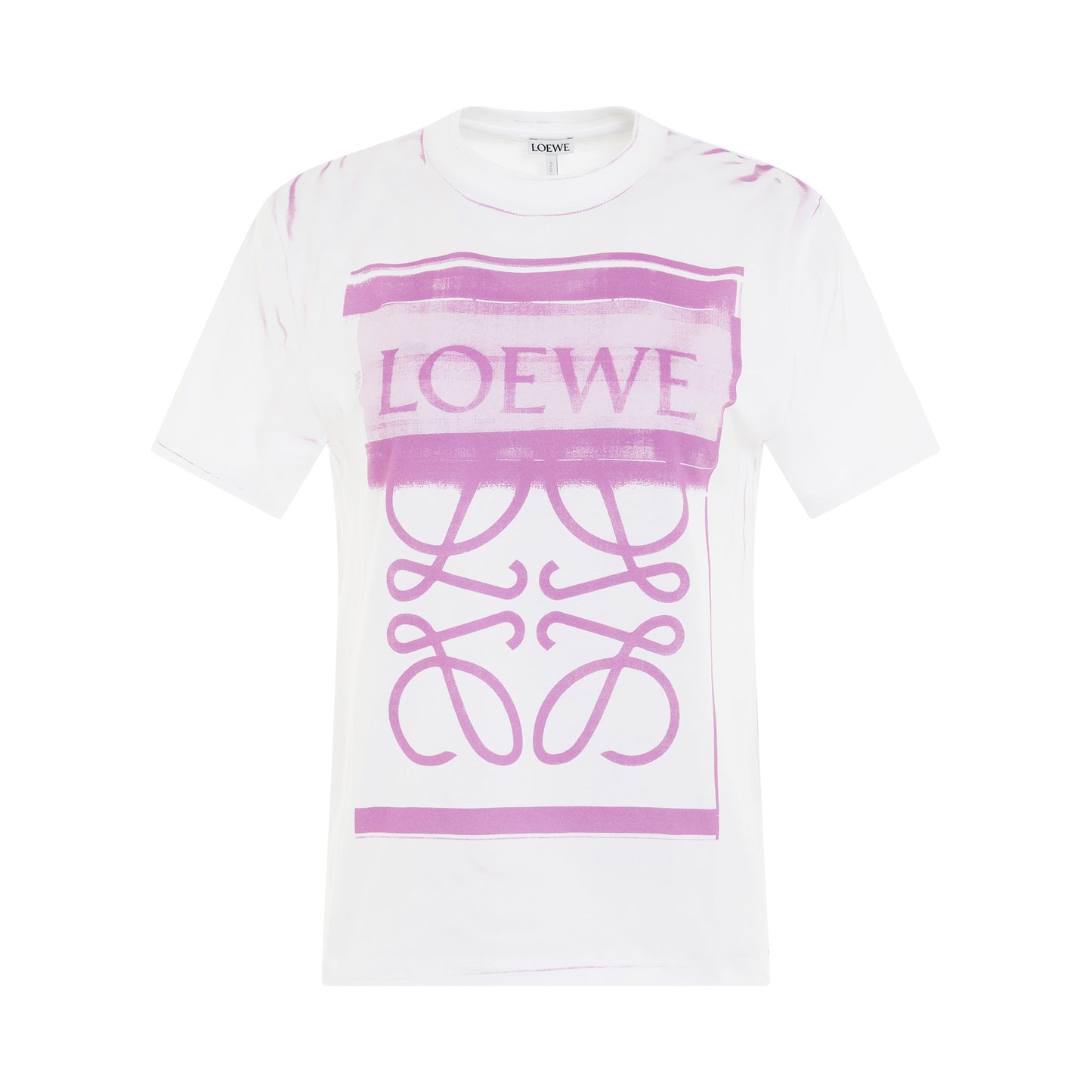 Logo Anagram Print T-Shirt in White/ Pink