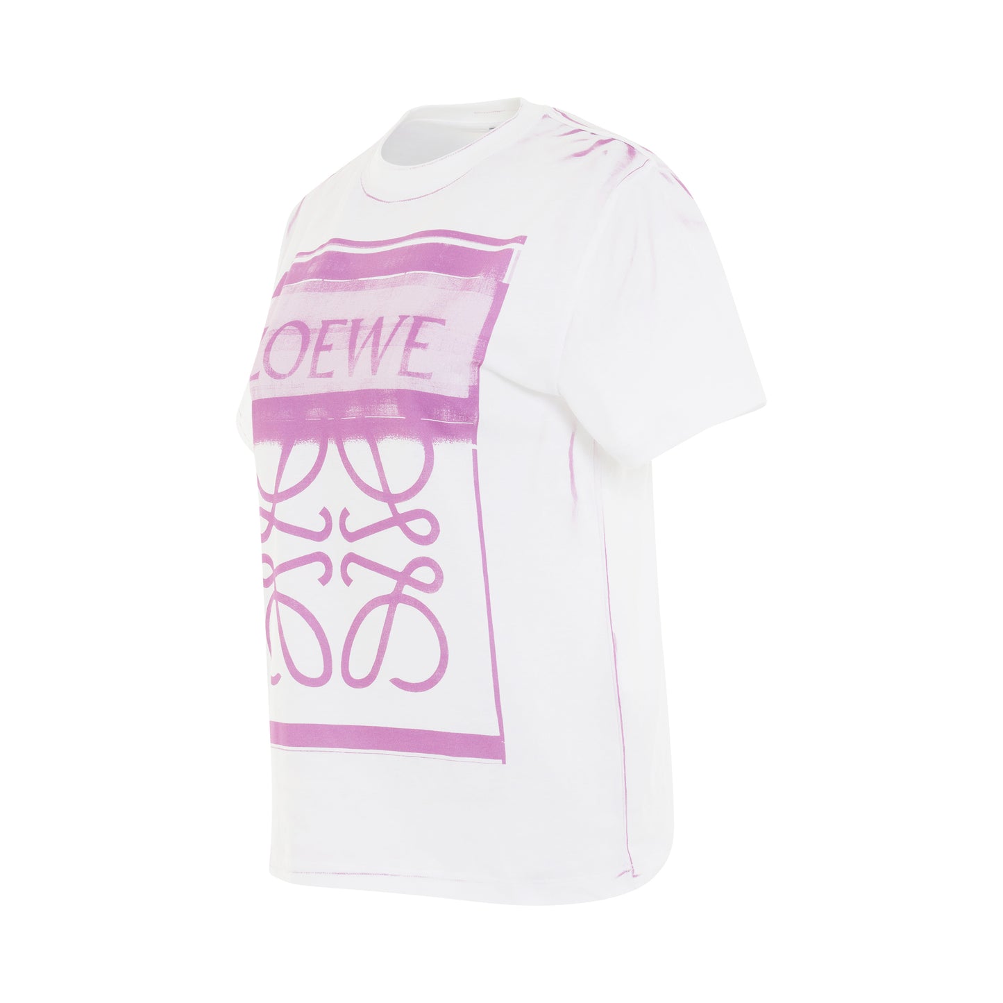 Logo Anagram Print T-Shirt in White/ Pink