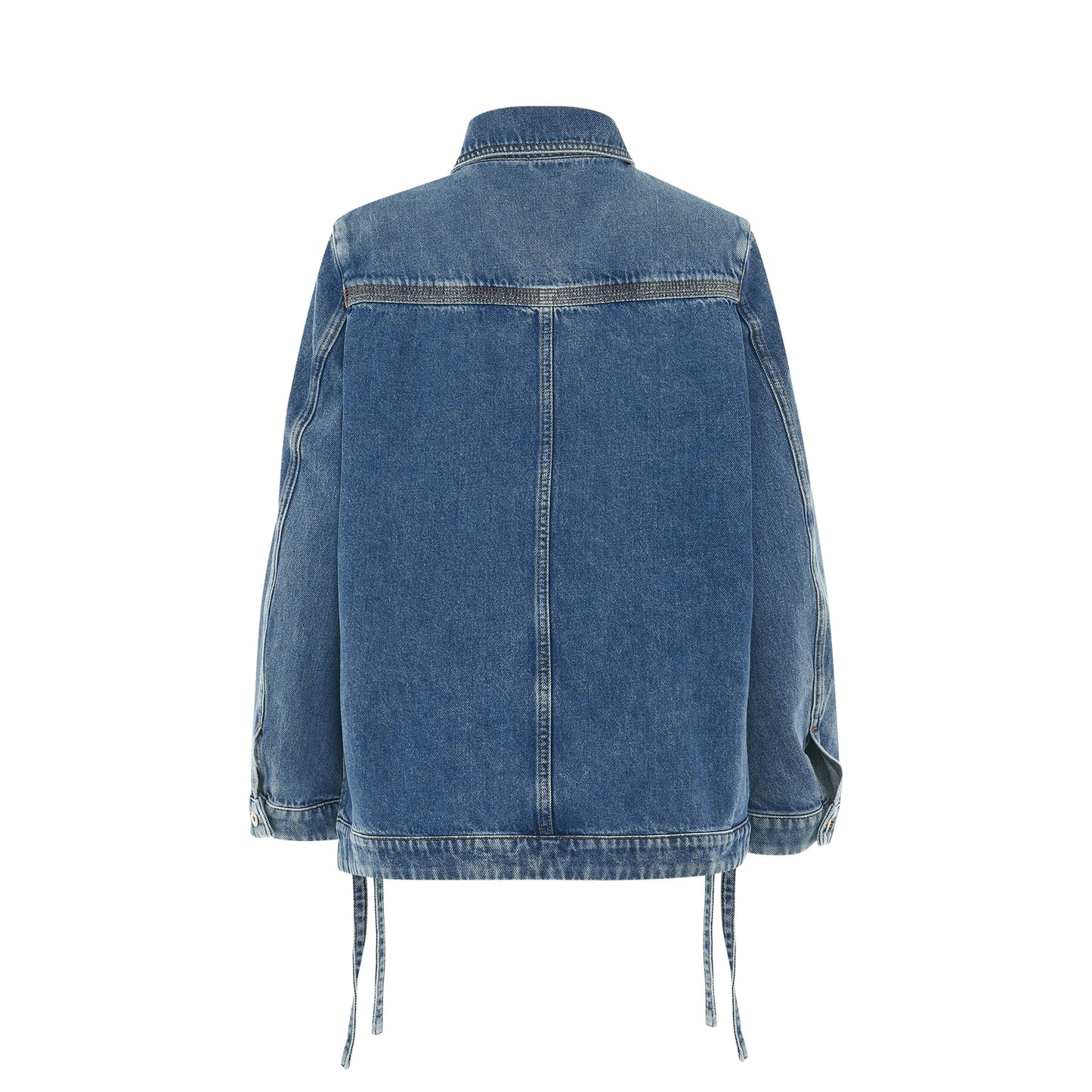 Leather Patch Workwear Jacket in Jeans Blue