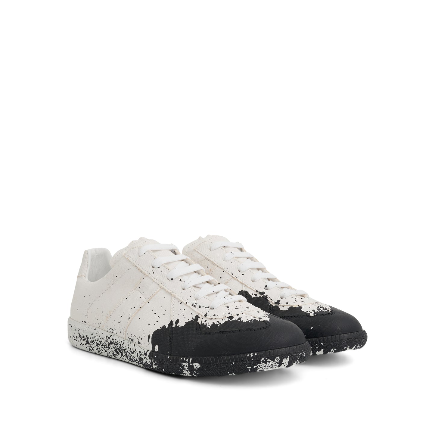 Replica Painted Canvas Sneakers in White/Black