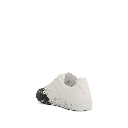 Replica Painted Canvas Sneakers in White/Black