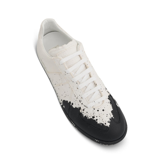 Replica Painted Canvas Sneakers in White/Black