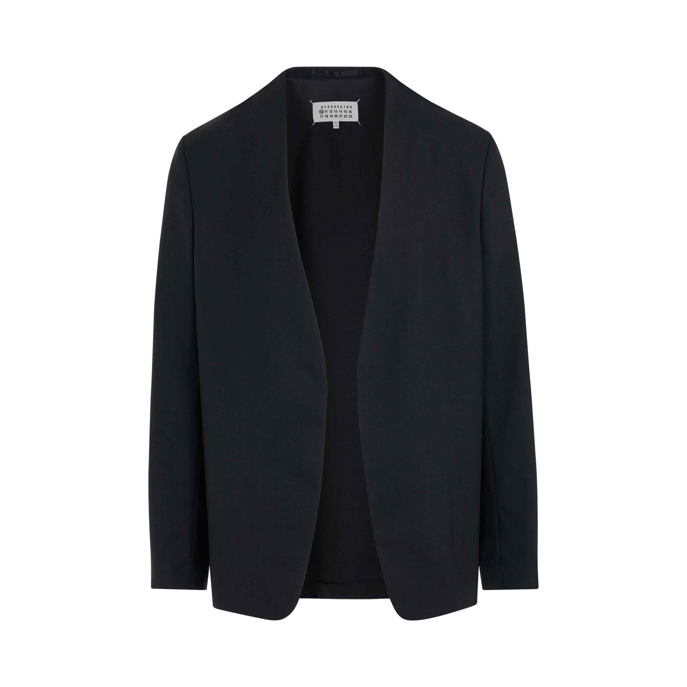 Collarless Single Breasted Blazer in Black