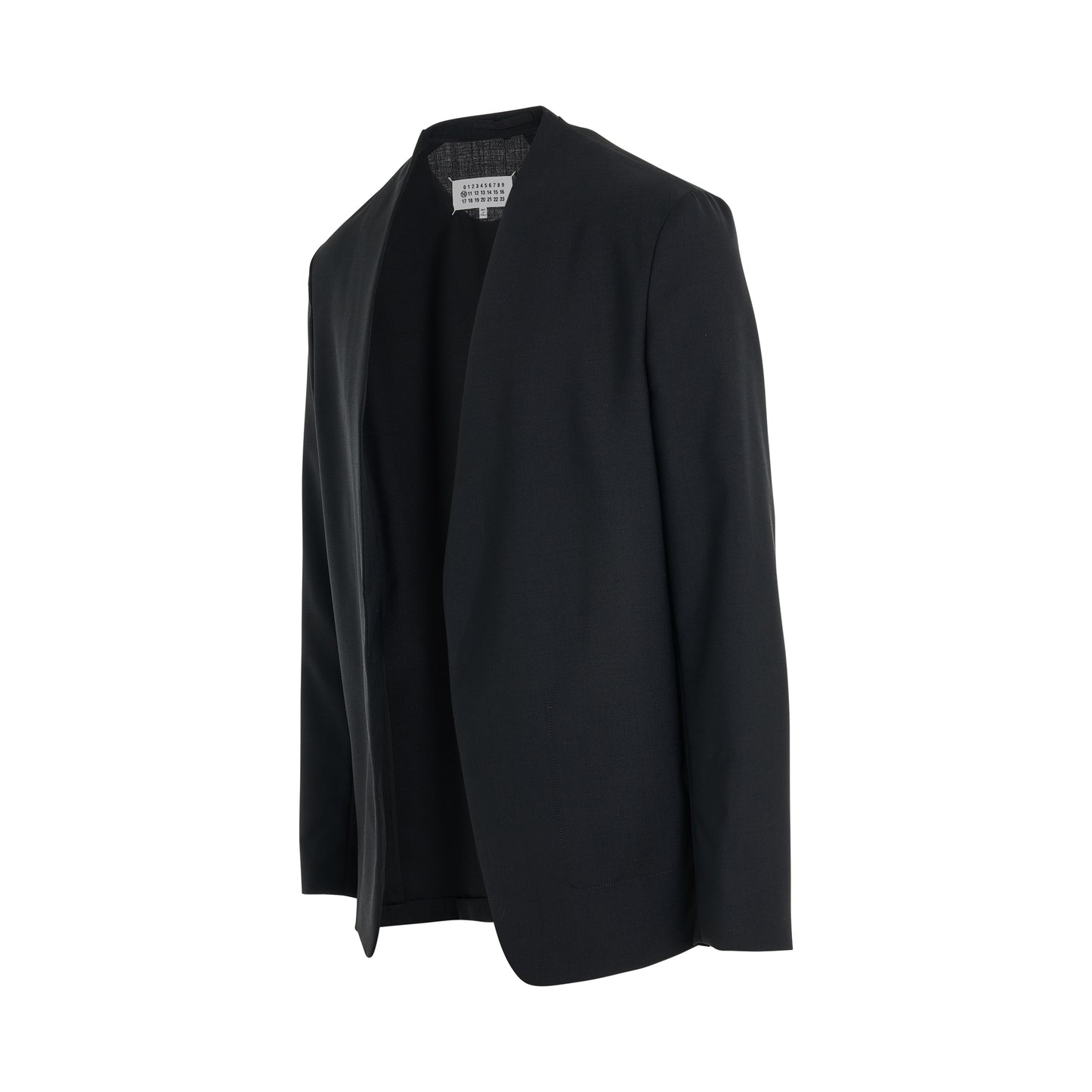 Collarless Single Breasted Blazer in Black