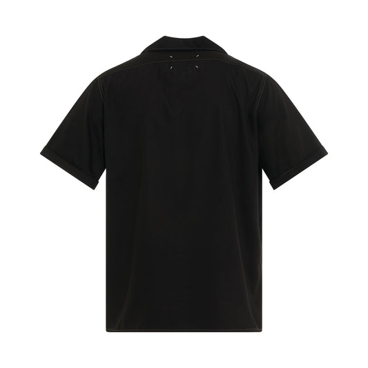 Short Sleeve Rayon Twill Shirt in Black