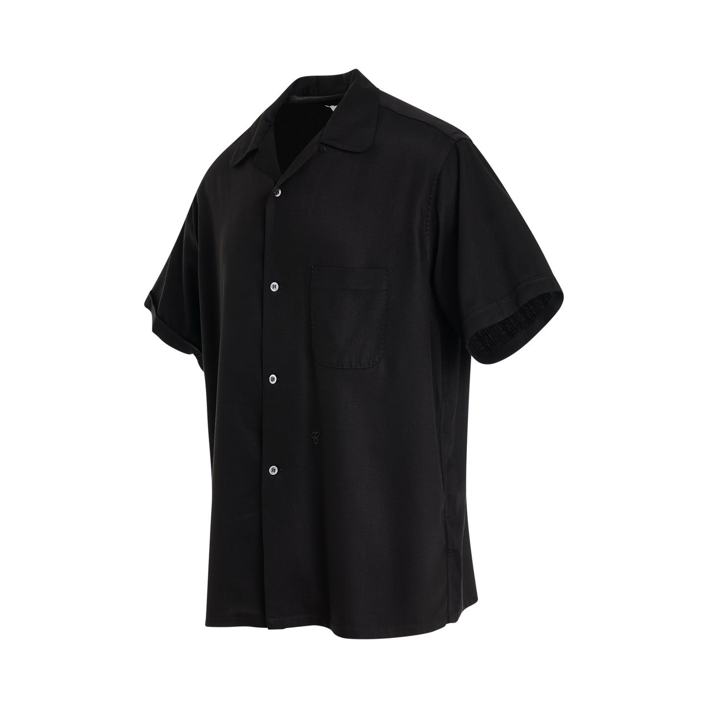 Light Rayon Short-Sleeved Shirt in Black