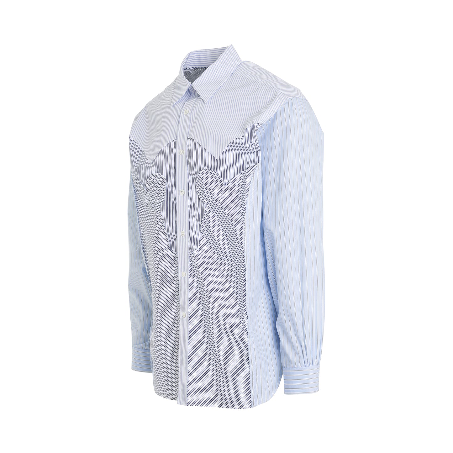 Pin Striped Long Sleeved Shirt in White Blue