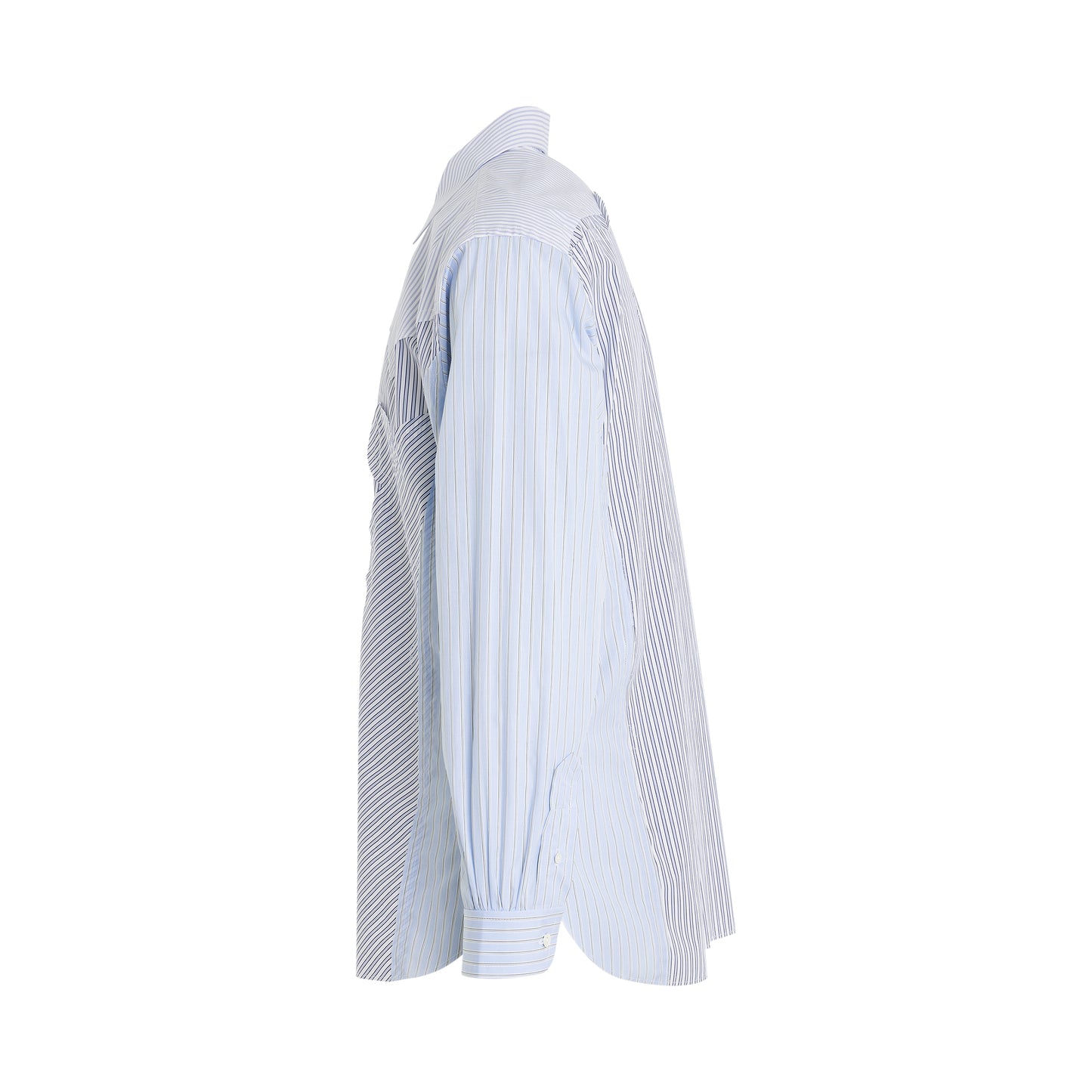 Pin Striped Long Sleeved Shirt in White Blue