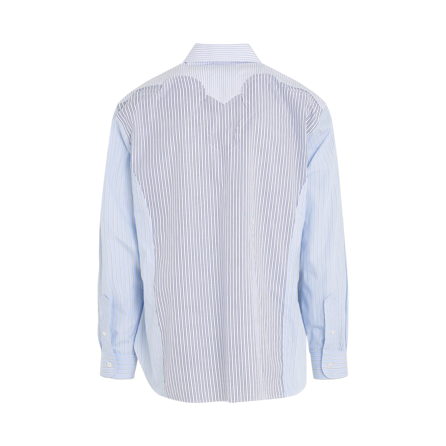 Pin Striped Long Sleeved Shirt in White Blue