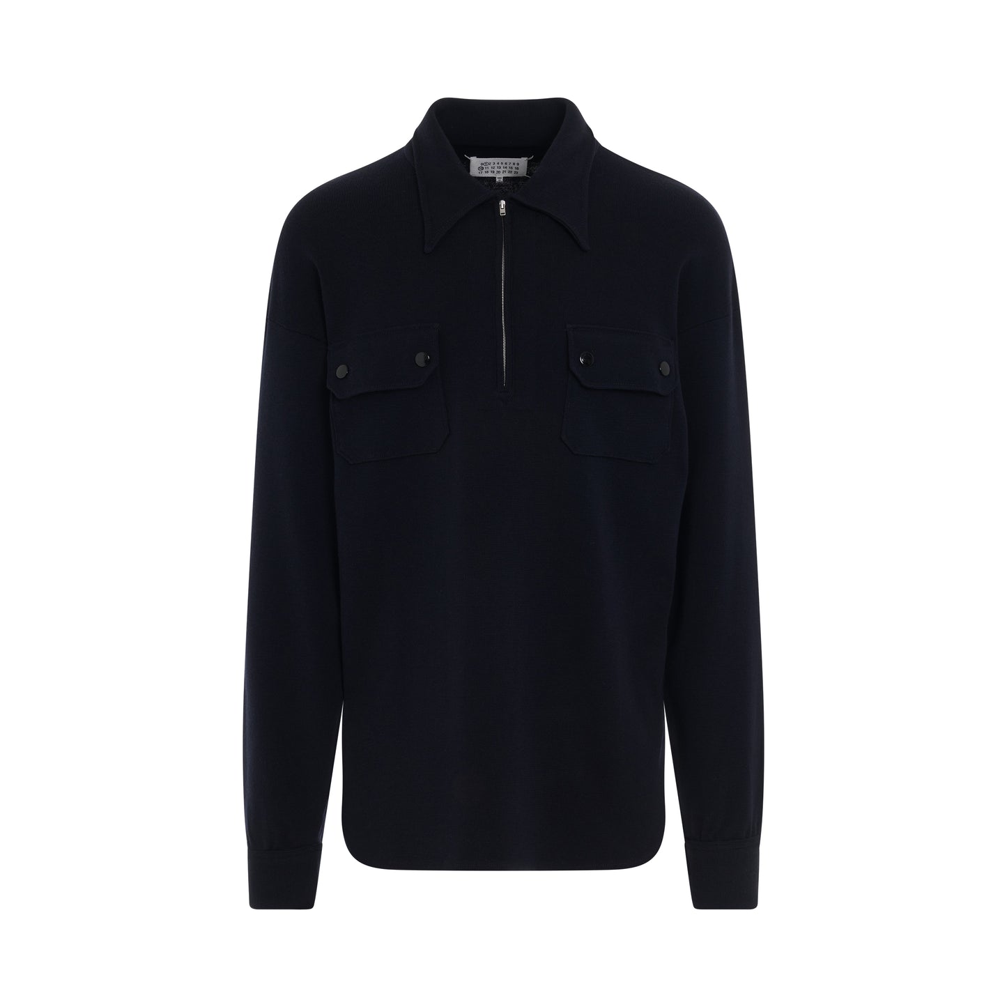 Long Sleeve Polo Shirt in Dark Blue