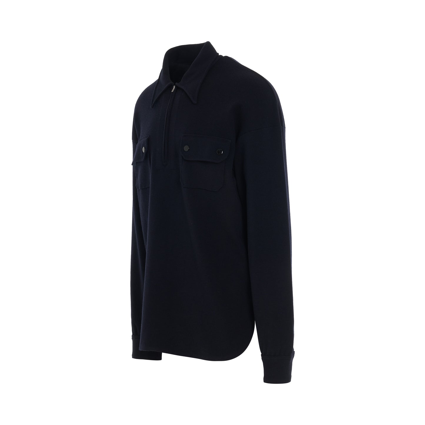 Long Sleeve Polo Shirt in Dark Blue