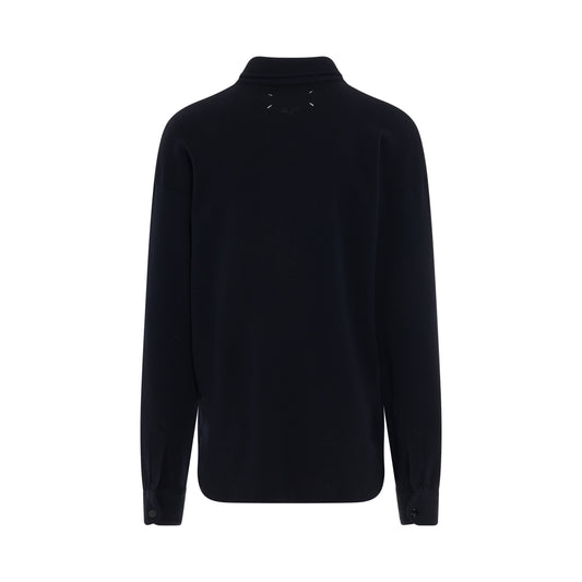 Long Sleeve Polo Shirt in Dark Blue