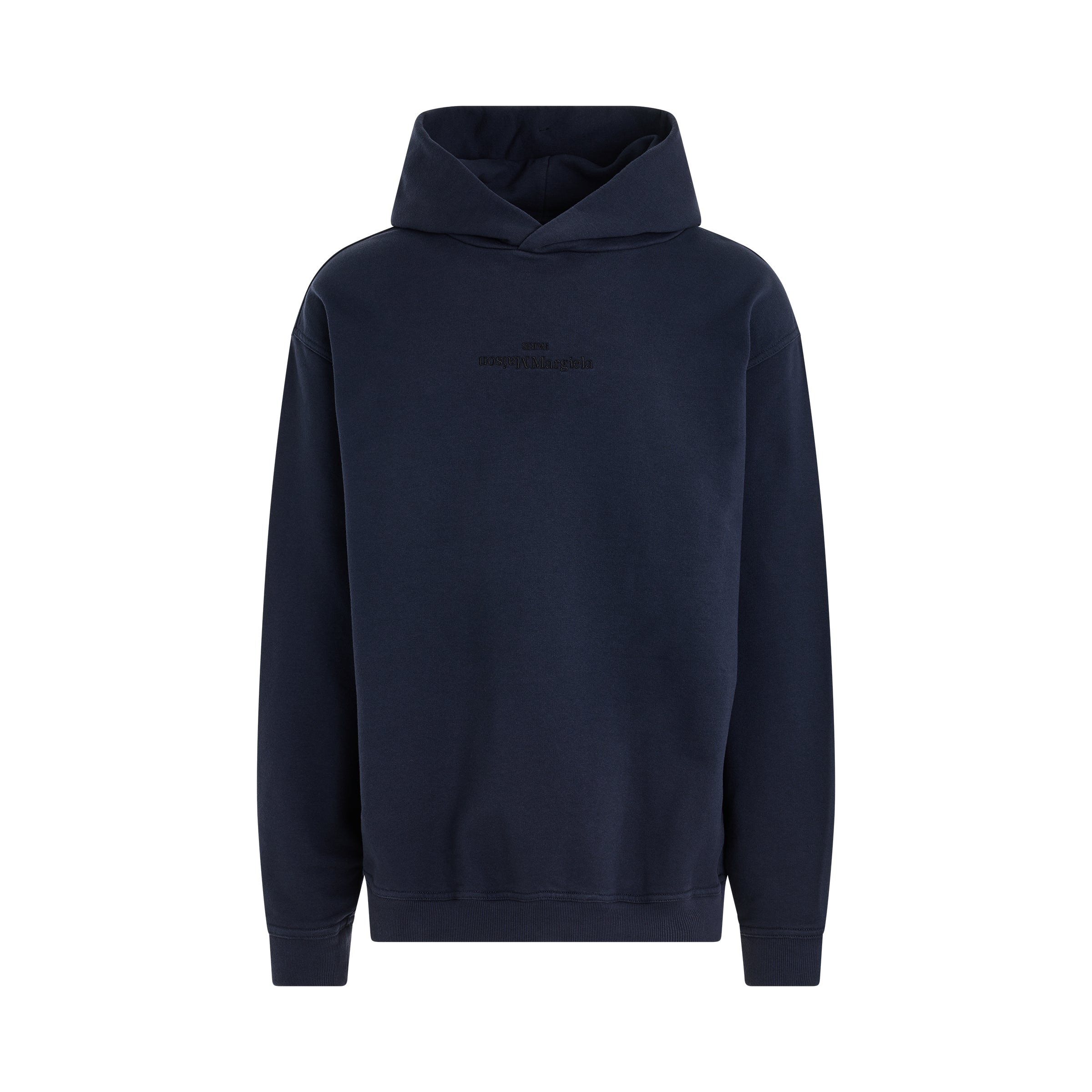 Upside Down Logo Hoodie in Navy