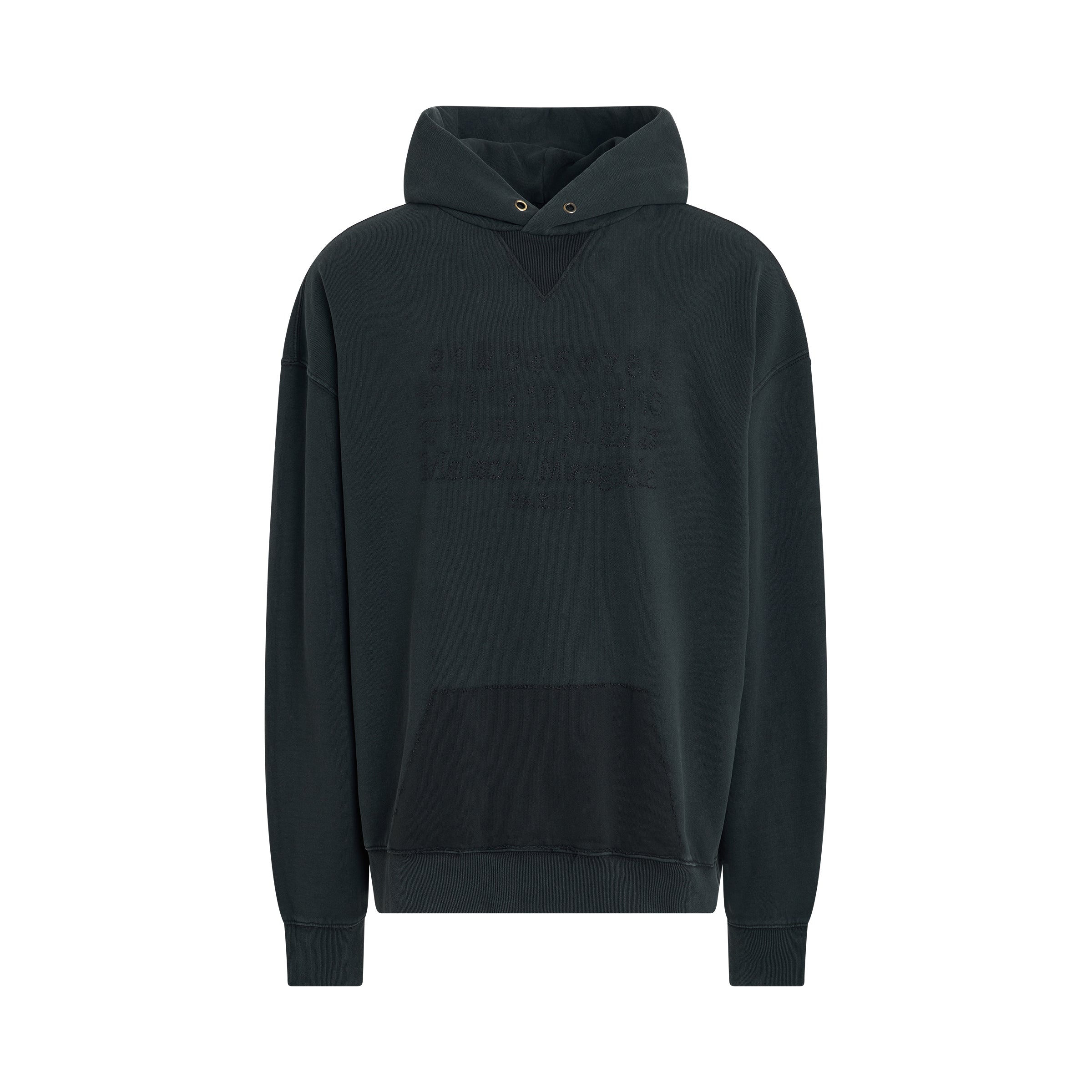 Deconstructed Logo Hoodie in Washed Black